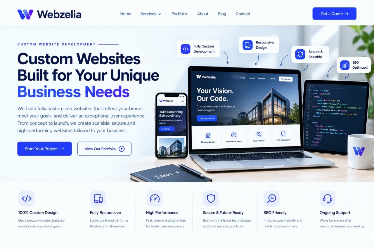 Custom website development services by Webzelia